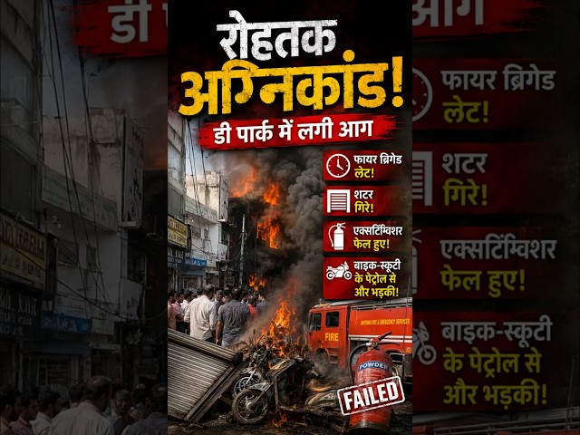 रोहतक अग्निकांड: रोहतक में डी पार्क में लगी आग, फायर ब्रिगेड लेट, शटर गिरे, एक्सटिंग्विशर फेल हुए
