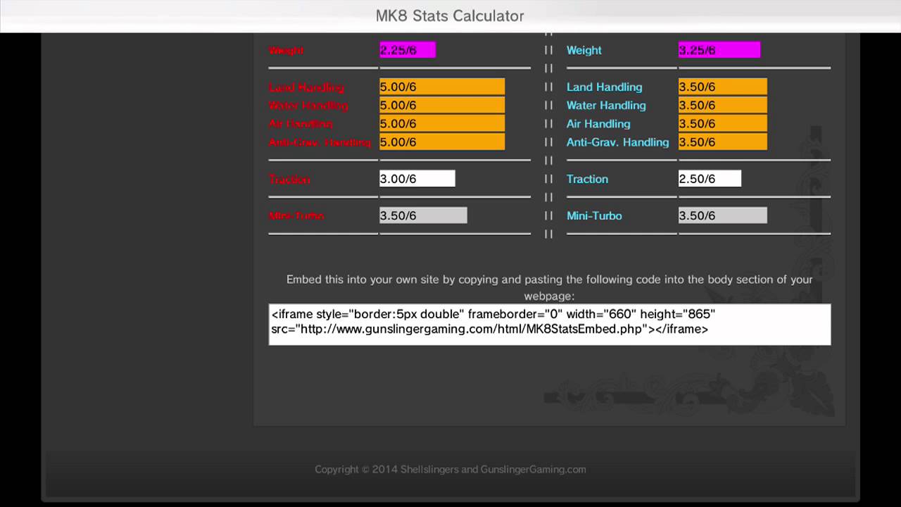 Table 8 Stats Mario Kart 8 - Stats Calculator & Vehicle Comparison Tool - YouTube