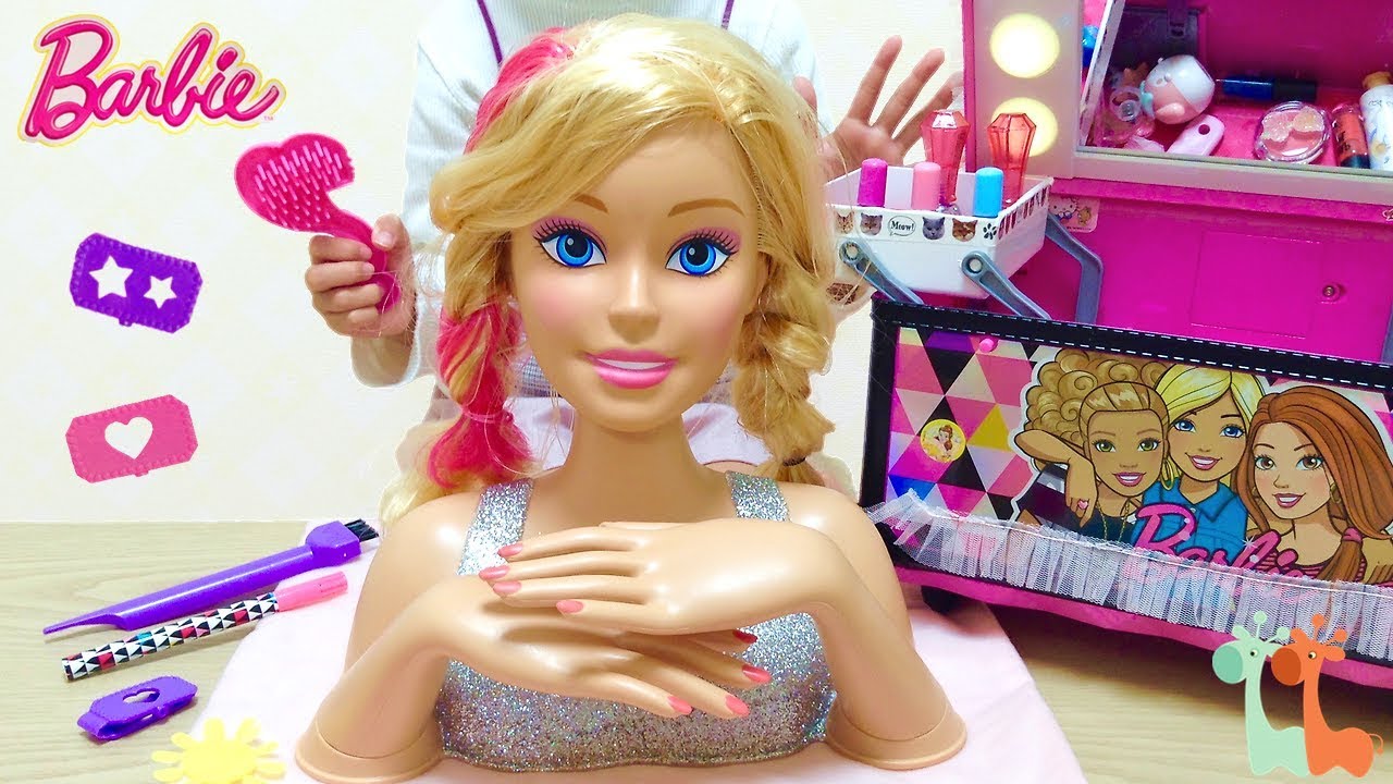 Barbie Makeover! Hair Styling Makeup nail , Deluxe Styling Head