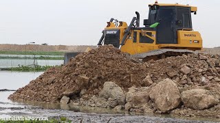 Beat The Best Shantui Dozer Spreading Gravel On Road & Dump Truck Dumping Of Stone
