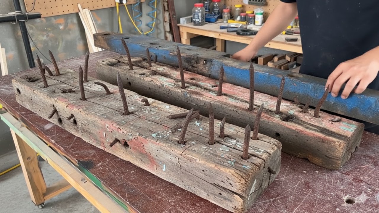 The Process Of Recycling Old, Nail-Filled, Cracked, And Rotten Boat Wood Into High-Value Furniture.