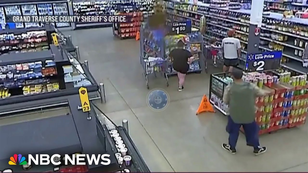 ⁣Chilling new surveillance video shows stabbing spree at Michigan Walmart