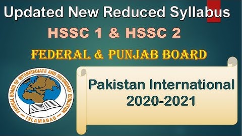 New Reduced Syllabus for 1st year and 2nd year 2020-2021