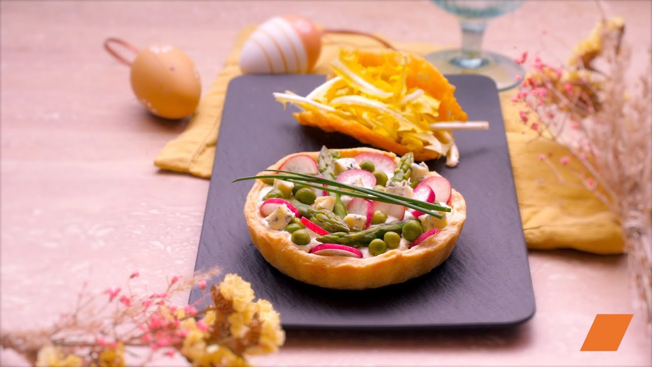 tartelette - tuile - crème à la reine des prés - Cuisine Sauvage ASBL