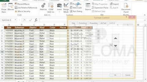 Insert in sheet Sheet1 a Spin button form control item. It must be linked with the cell F3 and...