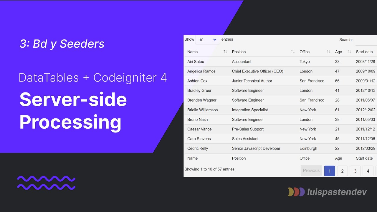 3-. Db y Seeders - Datatables Server Side Processing + Codeigniter 4 ...