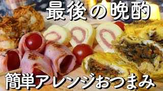 【料理動画#103】調味料もないので適当かつ簡単アレンジおつまみ作りと最後の晩酌【Enslish subs】