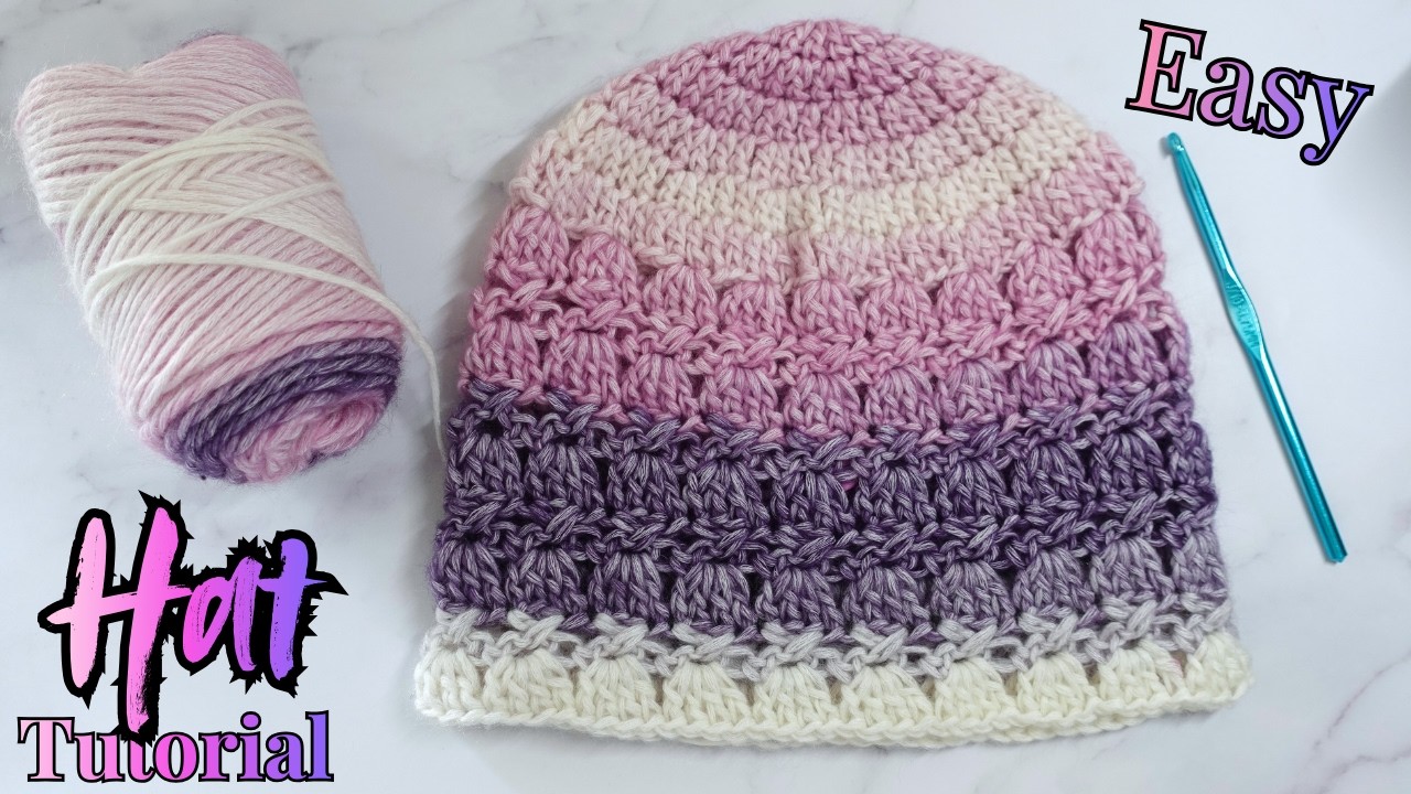 Потрясающая вязаная крючком шапка с узором «ракушка» | Схема для начинающих