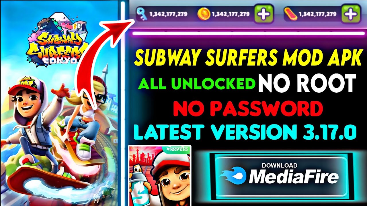 Subway surfers mod apk 3.17.1 + hack(coins,keys) for android