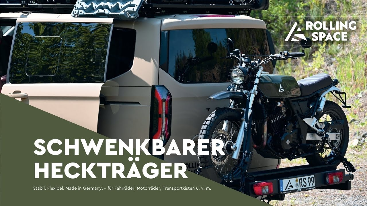 Schwenkbarer Heckträger für Wohnmobile & Transporter | Motorrad & E-Bike sicher transportieren