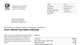 How to understand your CP 173 Notice (IRS charged a penalty for not paying estimated taxes)