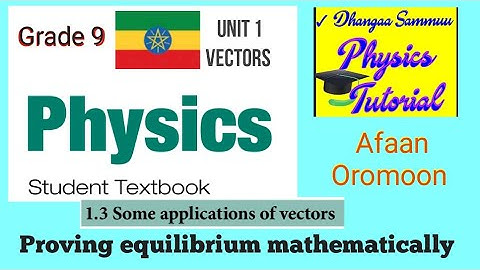 Physics Grade 9 unit 1 Vectors           ✓  proving equilibrium mathematically