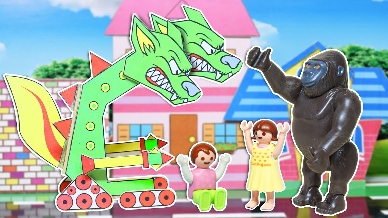 تحدي الغوريلا و الذئب الاخضر - عائلة ساندي - قصص اطفال