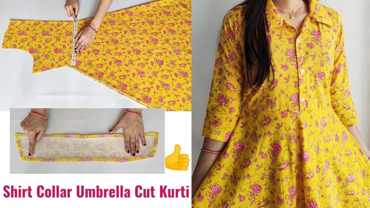 Umbrella Cut Kurti with Angrakha Pattern Neck & Designer Sleeves Cutting  and Stitching - YouTube