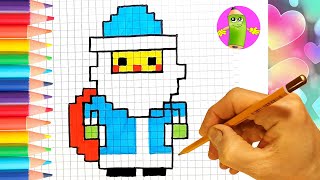 Как нарисовать деда мороза по клеточкам / how to draw santa claus 0+