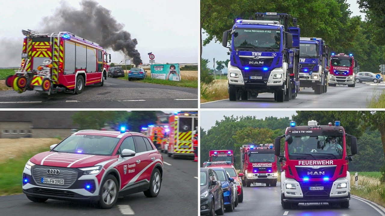 [Großbrand Mülldeponie] Einsatzfahrten zu Feuer in Swisttal