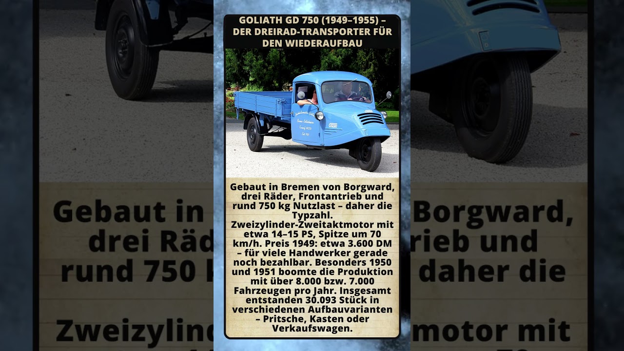 Goliath GD 750 (1949–1955) – der Dreirad-Transporter für den Wiederaufbau