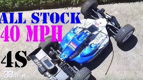 RC8.2E running 40mph Top Speed all stock on 4S 14.8v (link bellow)