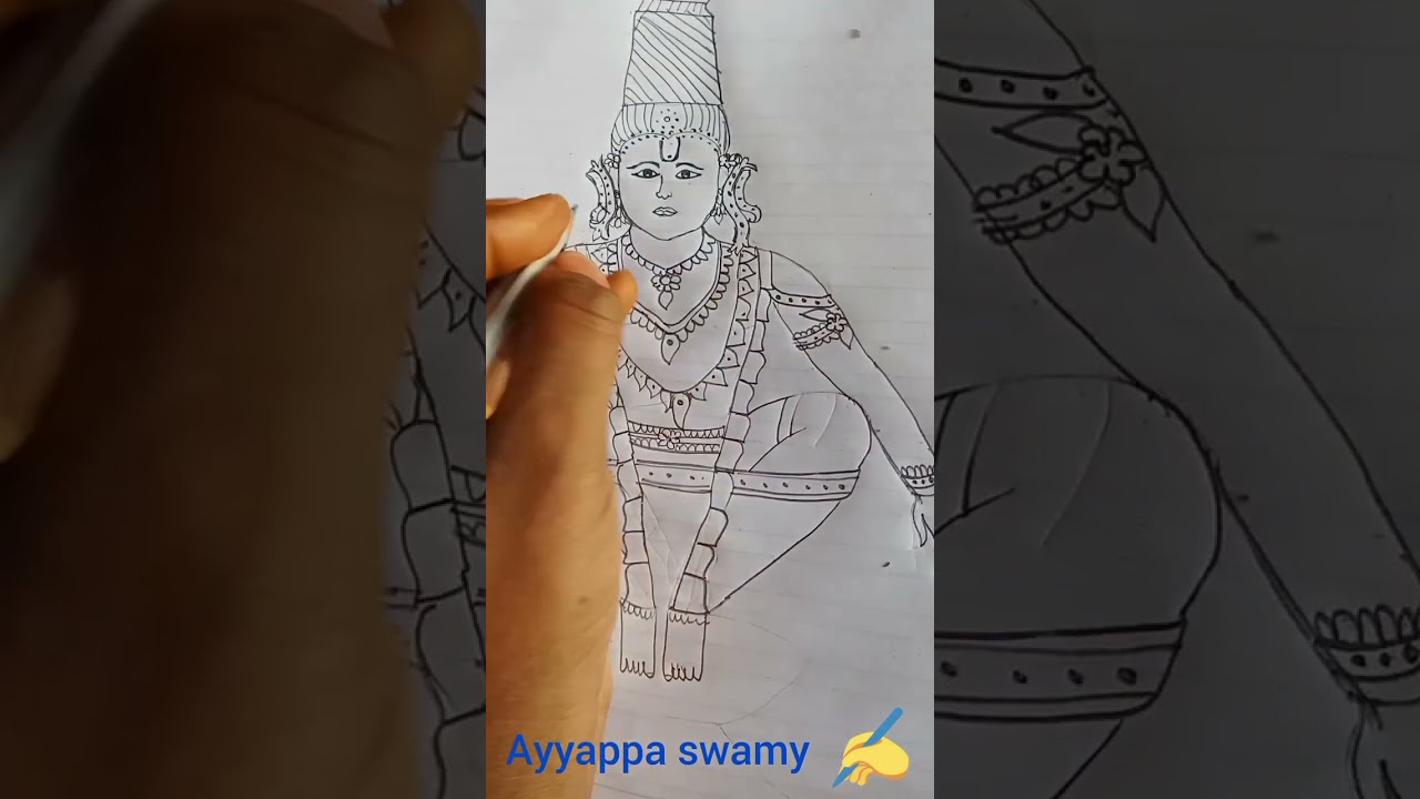 Image of Sketch Of Lord Shiva Son Ayyappan Or Ayyppa Swamy Outline Editable  Illustration-TC966153-Picxy