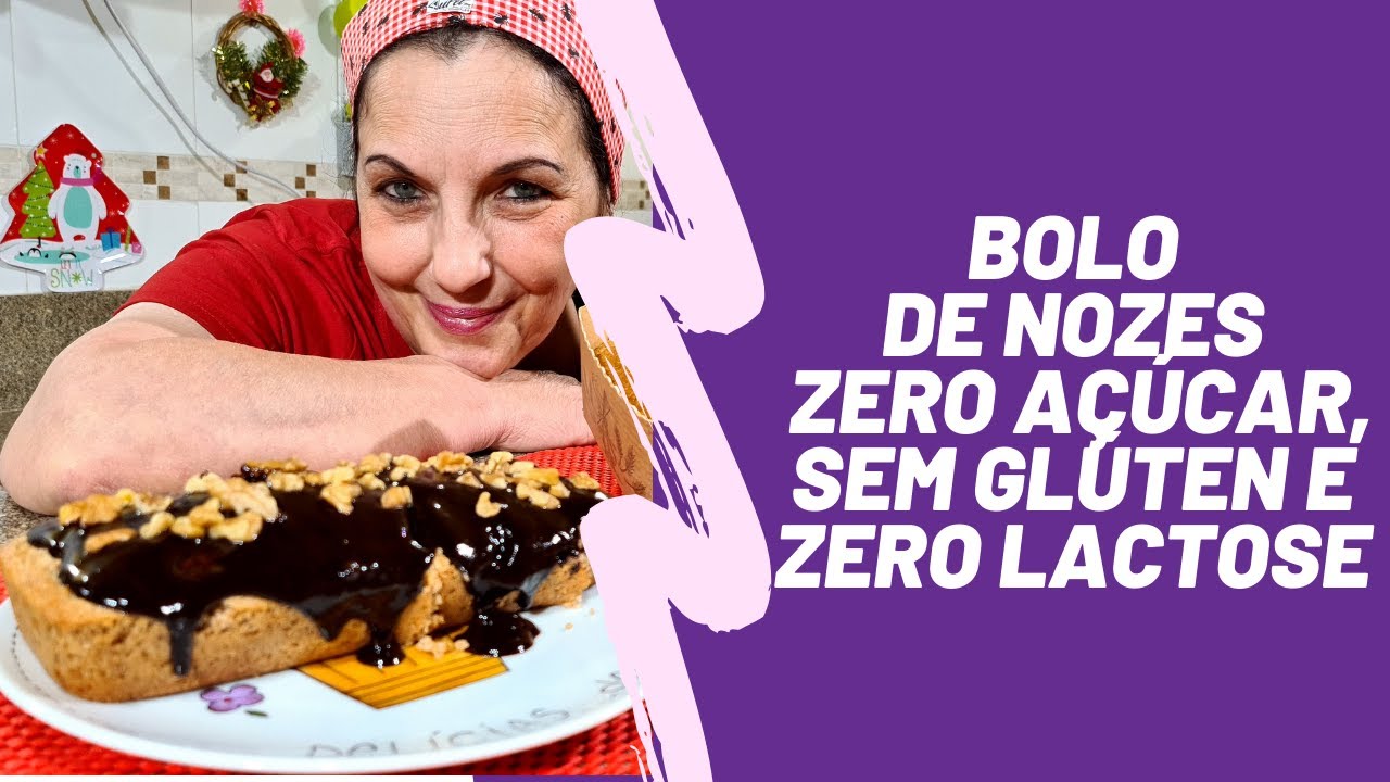 Bolo de Nozes zero açúcar (diet), zero glúten e zero lactose