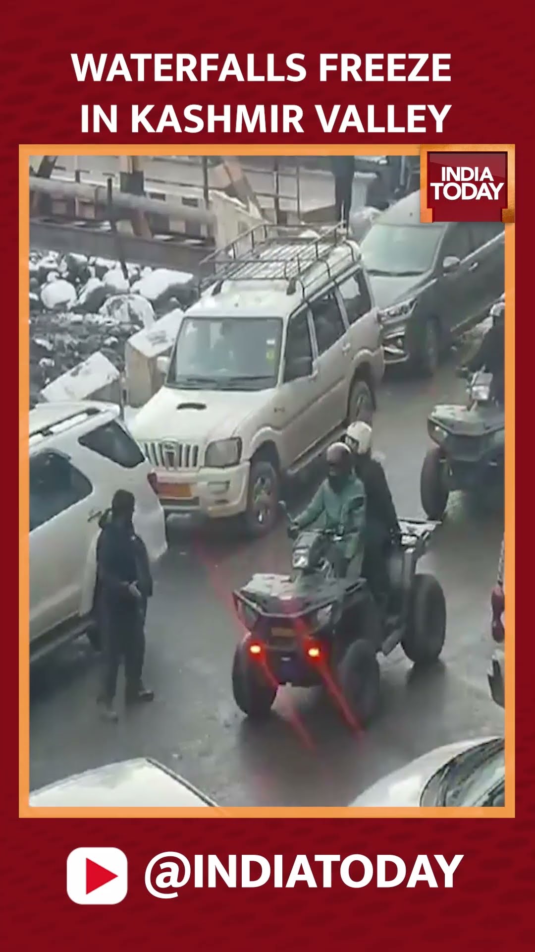 Kashmir Valley's Temperature Plummet Results In Freeze Of Waterfalls #shorts #kashmir #winter