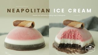 초코 바닐라 딸기 3색 나폴리탄 아이스크림 만들기 : Neapolitan ice cream Recipe : 3色アイスクリーム -Cookingtree쿠킹트리