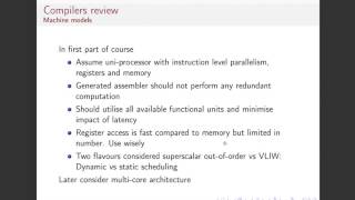 Compiler Optimisation Lecture 1 Part 8
