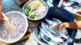 &quot;Kinilaw&quot; Catch and Eat Tasty | Eating Raw Fish Marinated in Vinegar | Native Food in Philippines