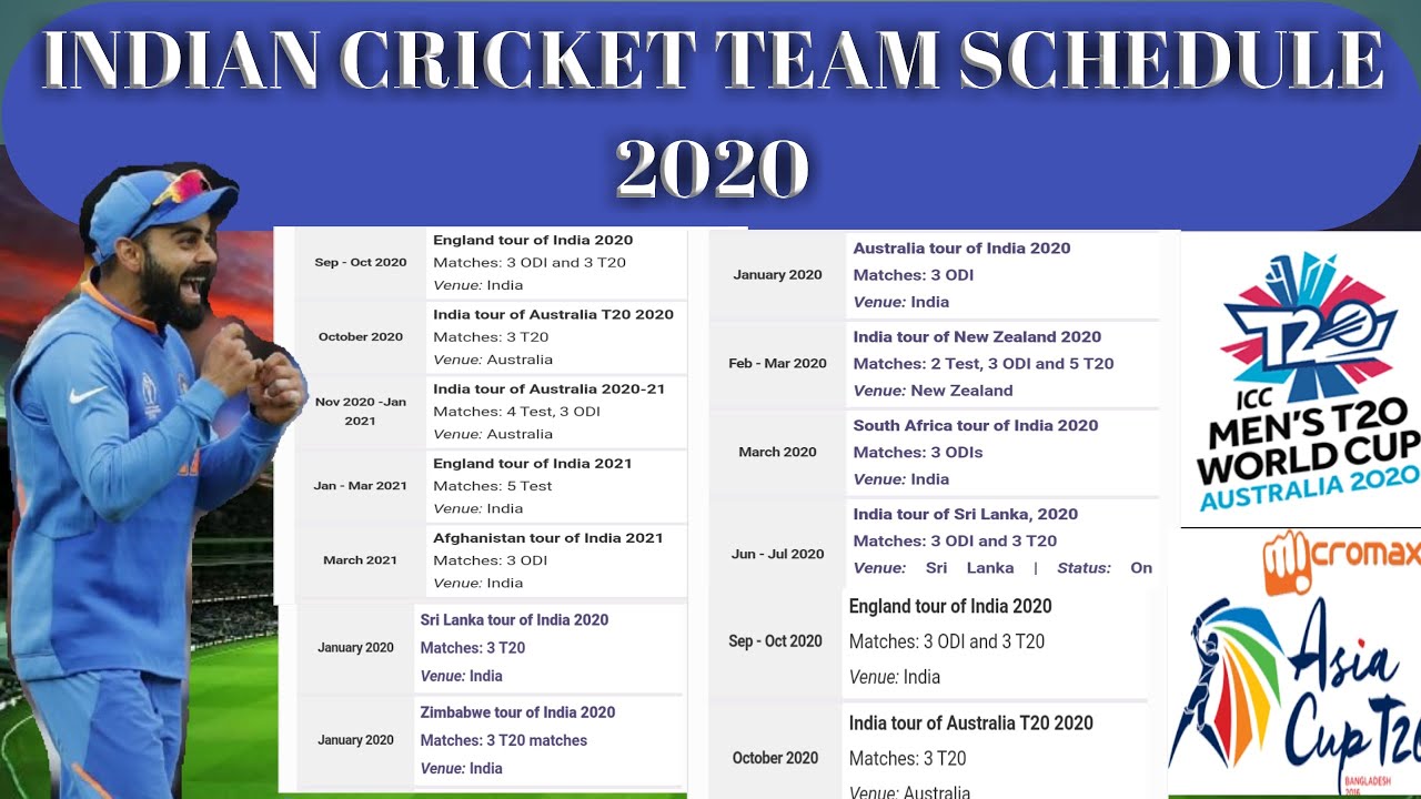 upcoming tour for indian cricket team