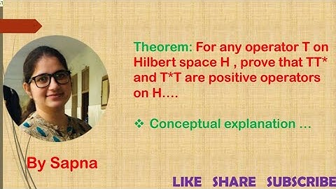 TT* and T*T are positive operators on hilbert space H, Inner Product Space