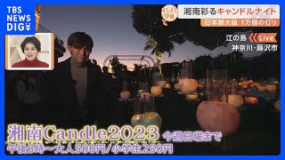 江の島シーキャンドルのお膝元で揺らめく1万個のキャンドル。色とりどり、創意工夫されたキャンドルが灯された幻想的な空間から生中継【すたすた中継】｜TBS NEWS DIG