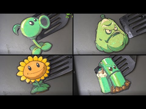 Plants <strong>Vs</strong> Zombies Pancake <strong>Art</strong> - Peashooter, Sunflower, Squash, Bruce Bamboo