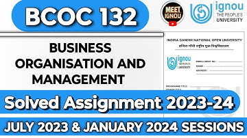 BCOC 132 Solved Assignment 2023-24 // Business Organisation and Management // #bcoc132 #bcoc #ignou