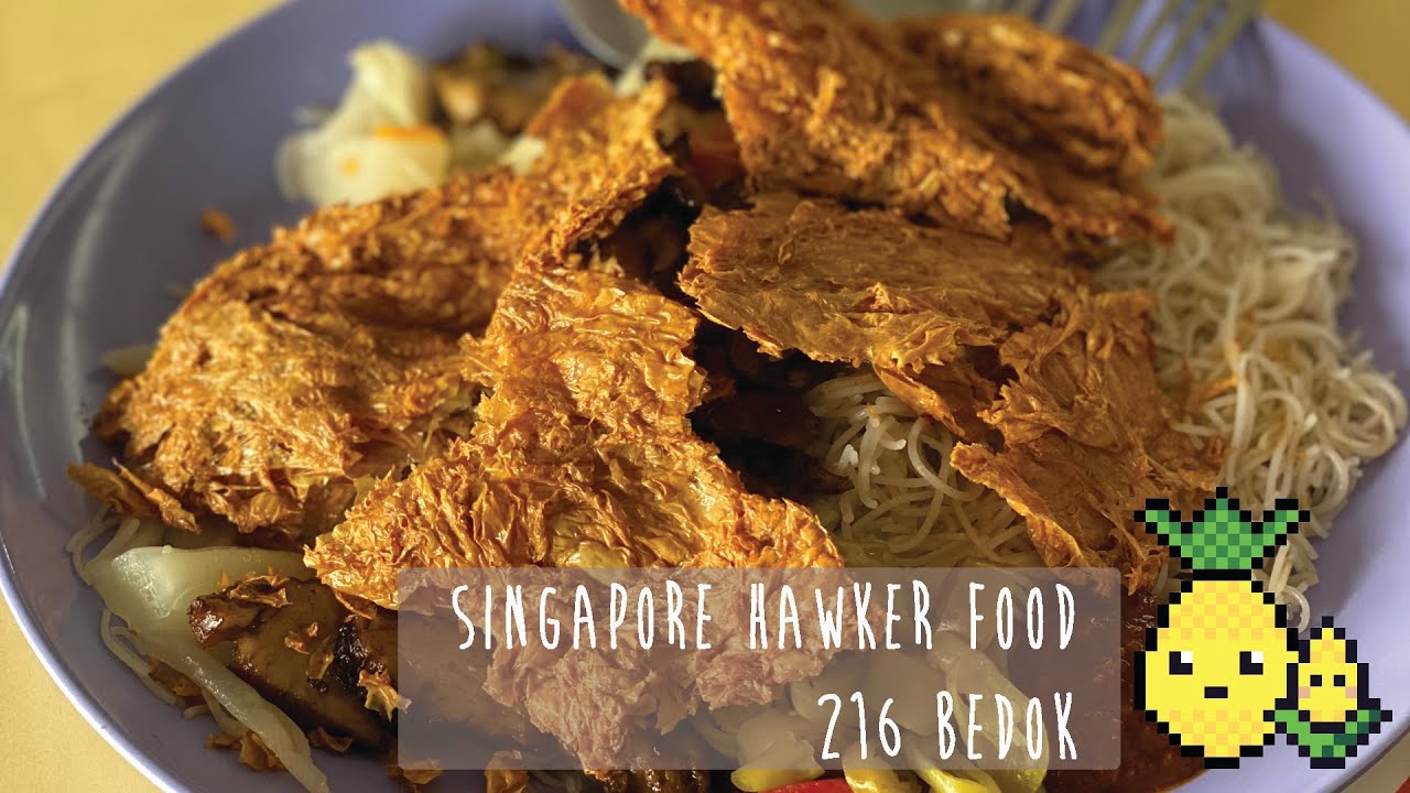 Singapore Hawker Food 216 Bedok Central Food Centre Peanut Pancake, Vegetarian Bee Hoon