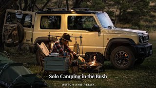 Solo Camping in the Bush | Campfire Cooking | Nature ASMR | Hike to a Historic Hut | Suzuki Jimny