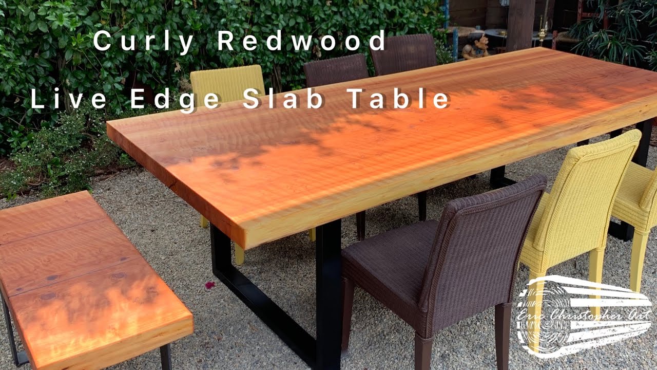 Turning A Curly Redwood Slab Into A Table - Process - Eric Christopher Art - Live Edge Wood Slabs
