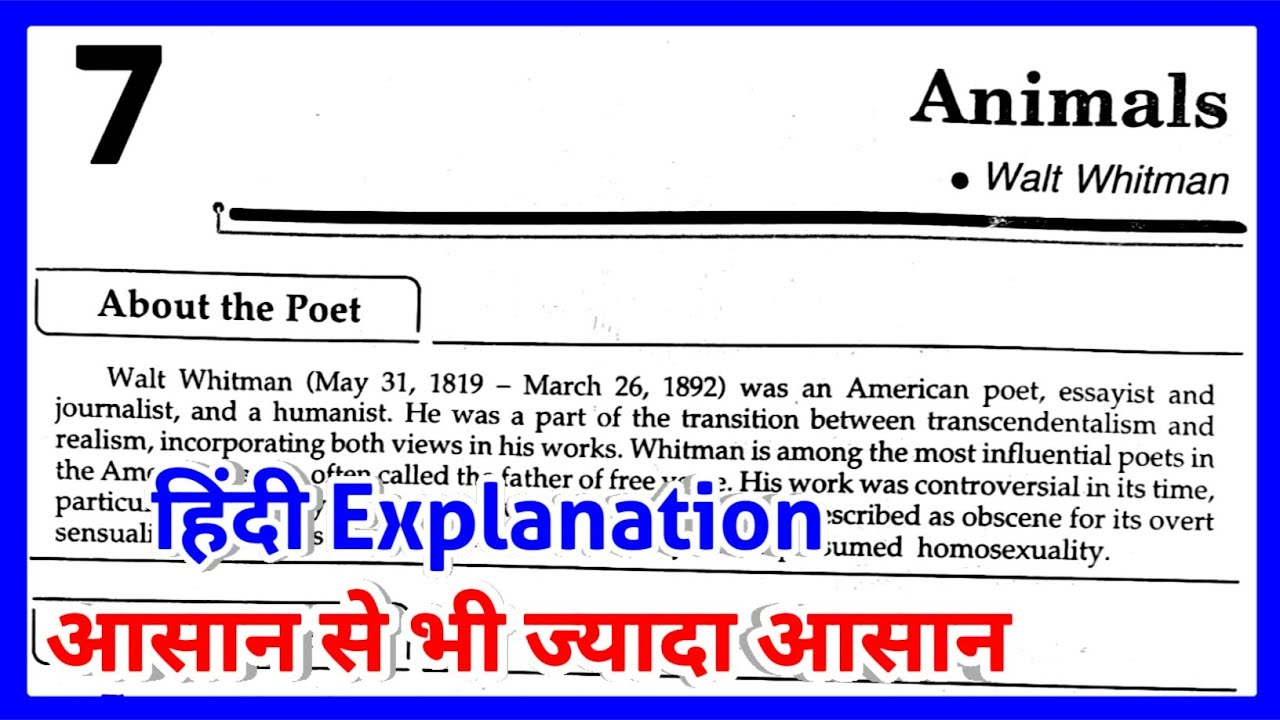 Animals Poem Class 10 In Hindi Class 10 English Poem Chapter 7 central-idea-of-all-poem-class-10th-english-poetry-section-youtube