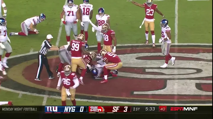 Saquon Barkley’s One Hand Catch Attempt Ends Wildly (Giants vs 49ers)