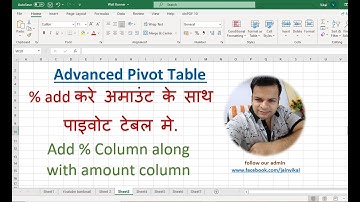 Advance PIVOT TABLE # Trick 2 % with amount