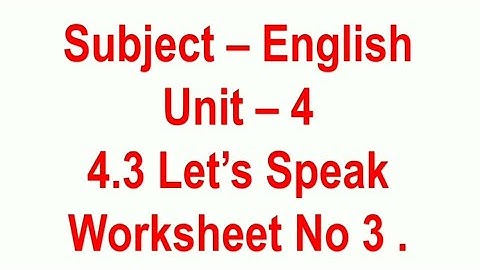 Std 2nd Subject English Balbharti Unit 4 Lesson 4.3 Let