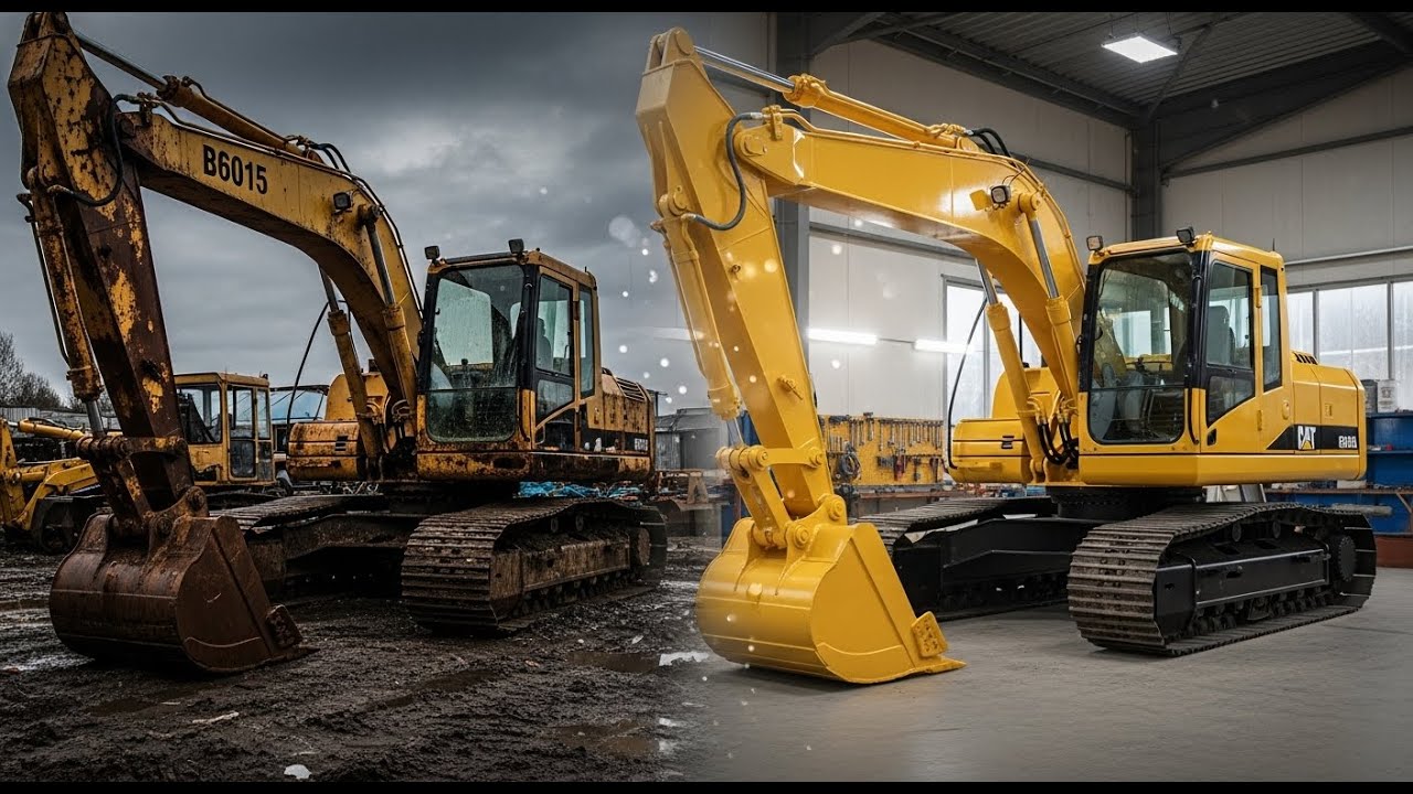 ASMR Excavator Restoration: Full Rebuild of Rare Yellow CAT B6015 1988 from Abandoned to Showroom