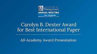 AOM 2026 Carolyn B. Dexter Award for Best International Paper