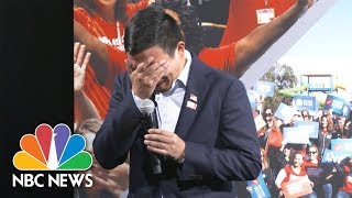 Yang Breaks Down After Mother Tells Of Child Killed By Stray Bullet | NBC News