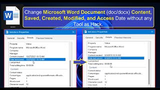 How to Change Microsoft Word Content, Saved, Created, Modified, and Access Date Time (without tool)