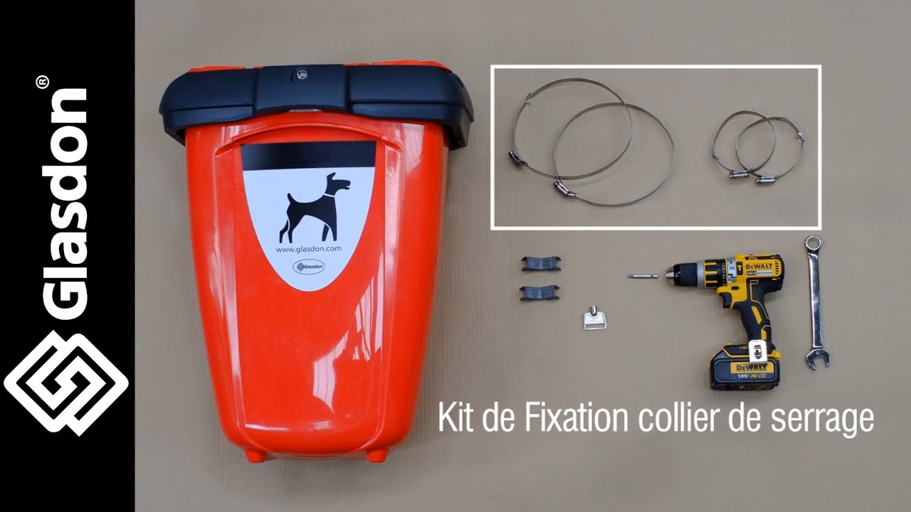 Poubelle Extérieure 50L BRB – Conforme DIN 30713, Rouge, Avec Collier Fixation Piquet Et Housse Verrouillable