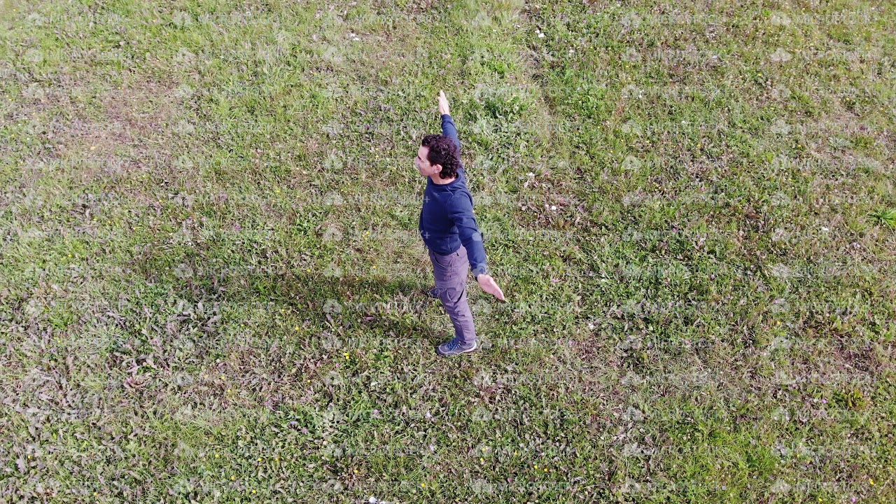 man exercising in the park aerial, workout, sport fitness healthy lifestyle