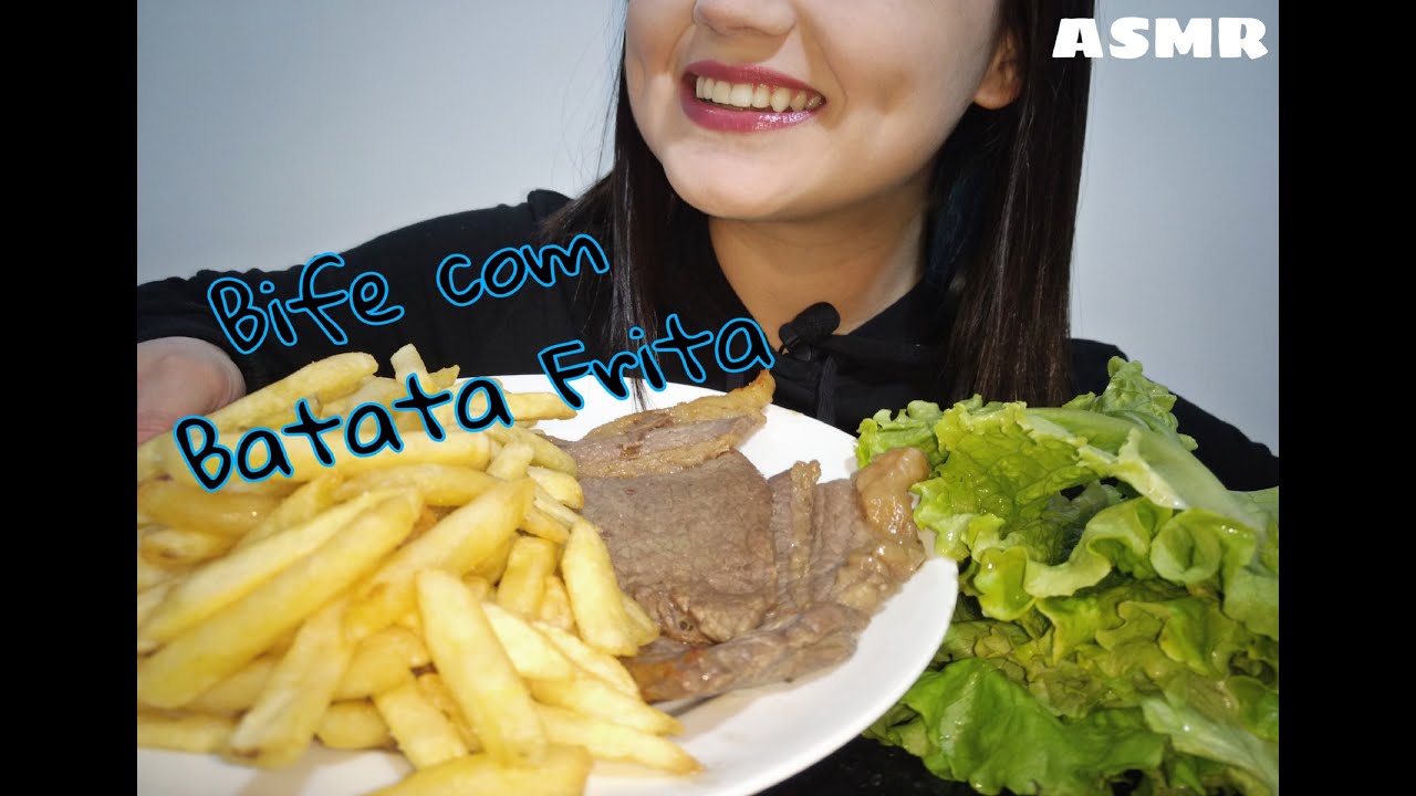 ASMR Brasil Bife com Batata Frita e Alface | Shh Escute | **COM FALAS