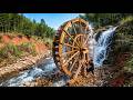 Timelapse : Building a Water Wheel as an Automatic Water Supply System with Primitive Tools