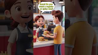 Chicken Burger Order 🍔 | English Conversation at Fast Food #english #learnenglish #spokenenglish
