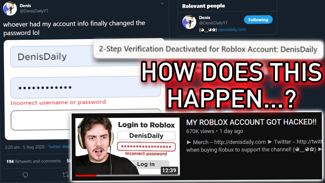 Roblox Youtuber Denis Got Hacked Youtube - what is denisdaily roblox password how u hack roblox